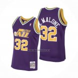 Camiseta Utah Jazz Karl Malone NO 32 Mitchell & Ness 1991-92 Violeta